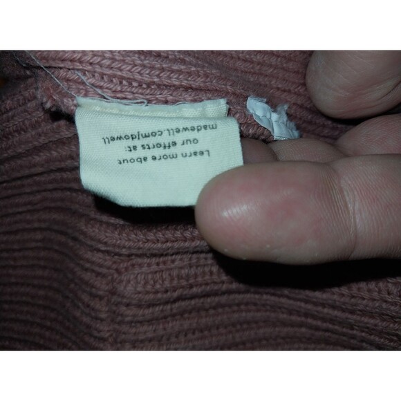 Madewell Nolan Ribbed Cardigan Mauve Pink Open Front Sweater w/ Pockets, Size S - Picture 7 of 7